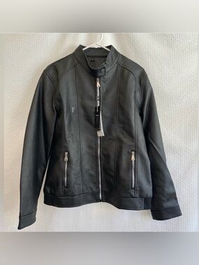 Ferrari F Collection Men’s Black Faux Leather Jacket Size: Large NWT